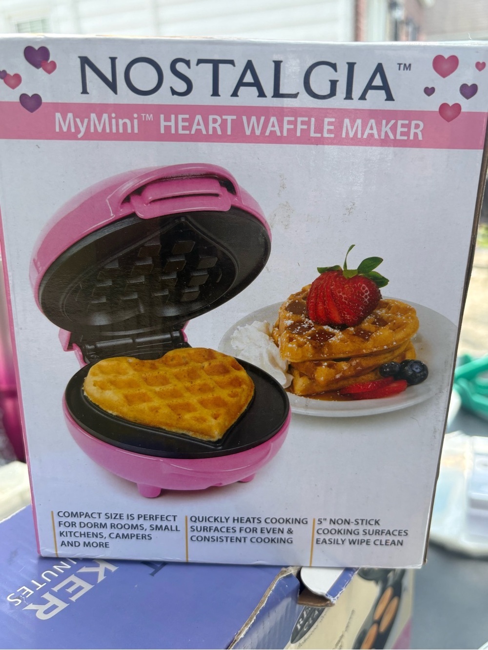 Nostalgia Pink Heart Waffle Maker - Compact Cute Design